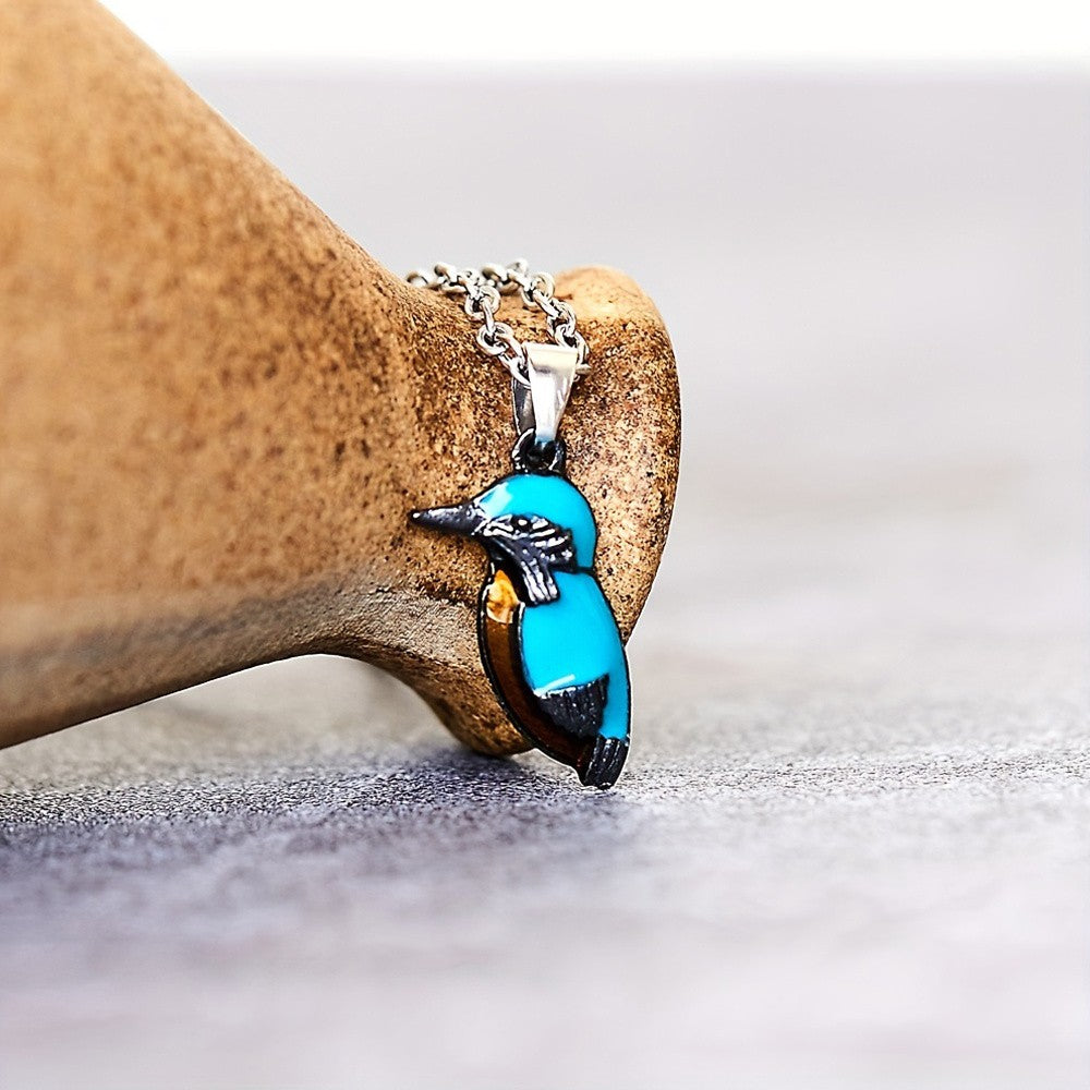 Whimsical Turquoise Bird Pendant Necklace
