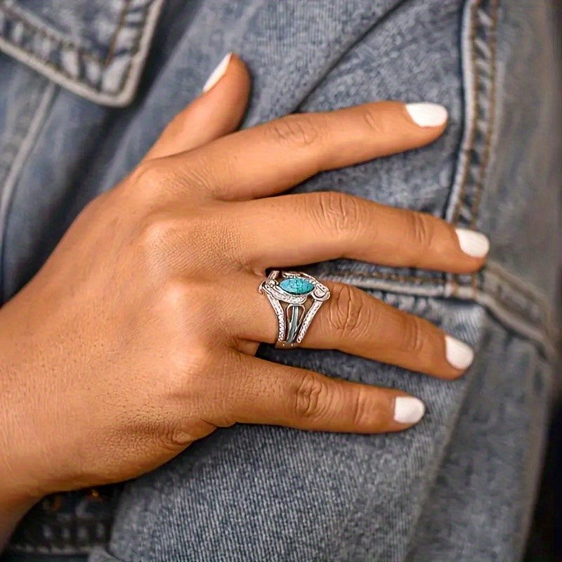 Elegant Marquise Turquoise Statement Ring