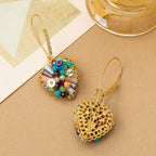Whimsical Glass Mosaic Heart Drop Earrings