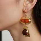 Elegant Amber Geometric Drop Earrings