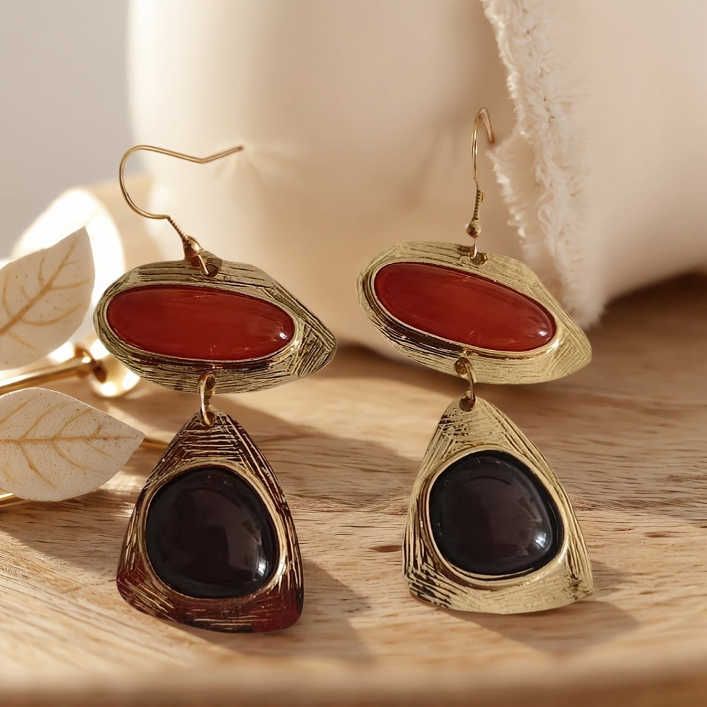 Elegant Amber Geometric Drop Earrings