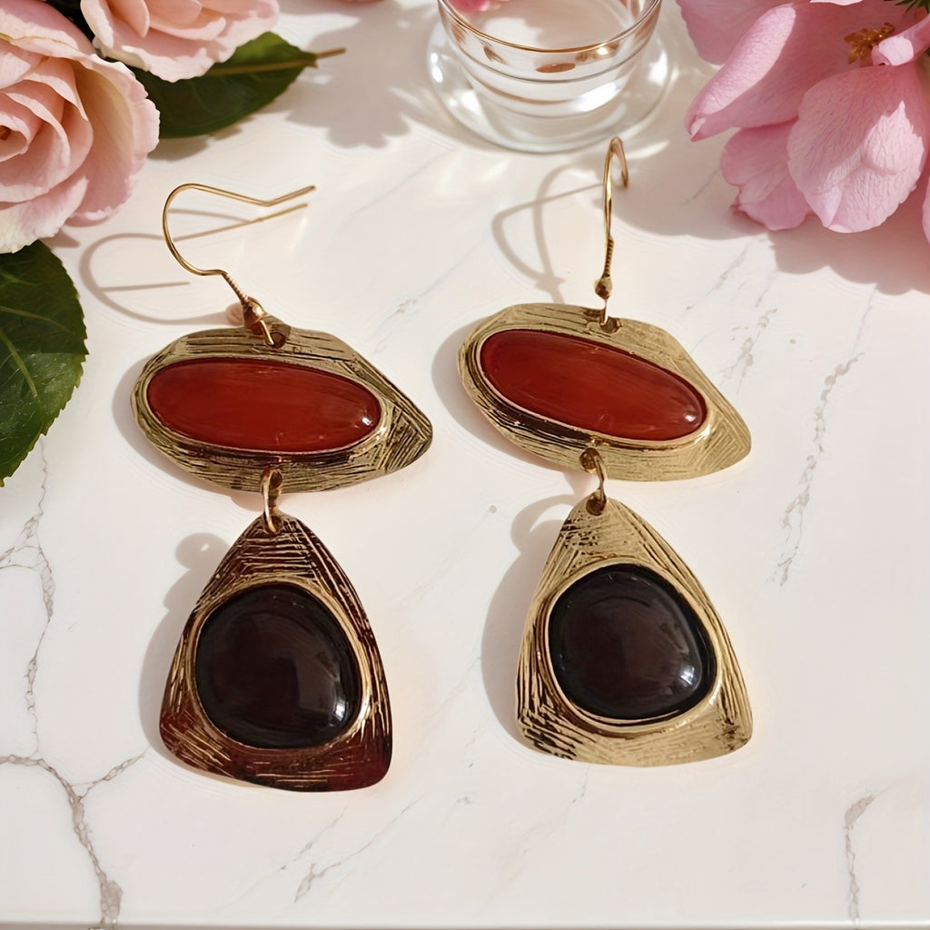 Elegant Amber Geometric Drop Earrings