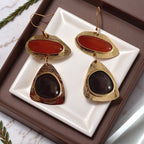 Elegant Amber Geometric Drop Earrings