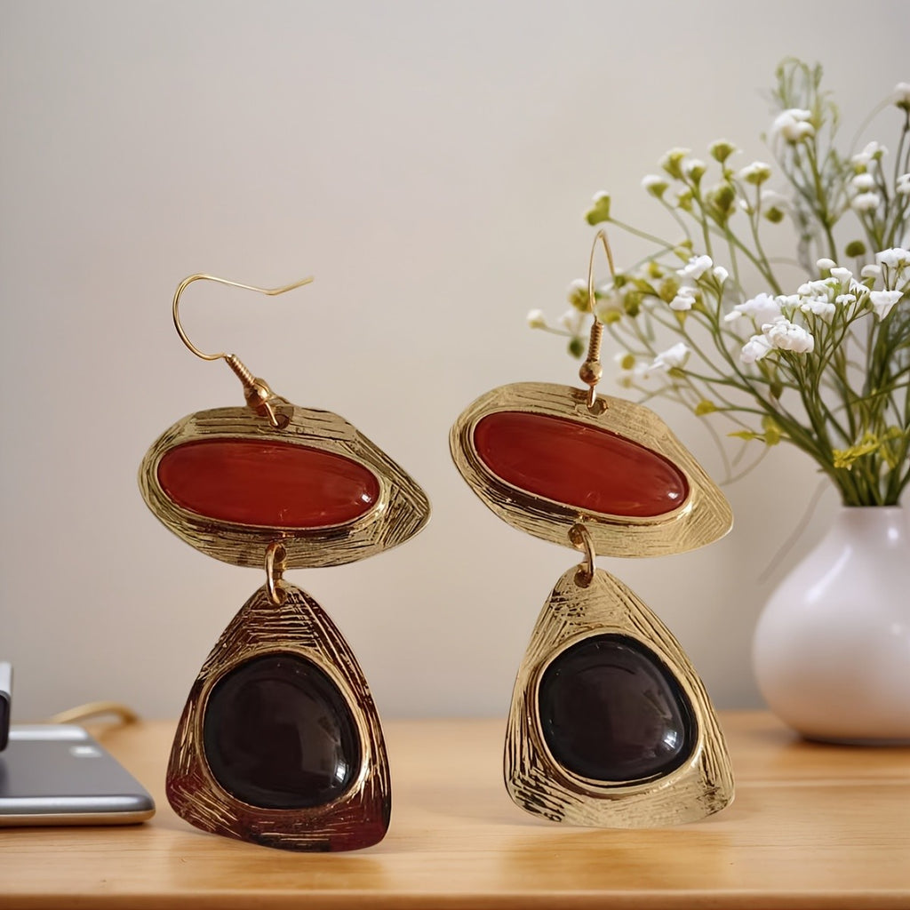 Elegant Amber Geometric Drop Earrings