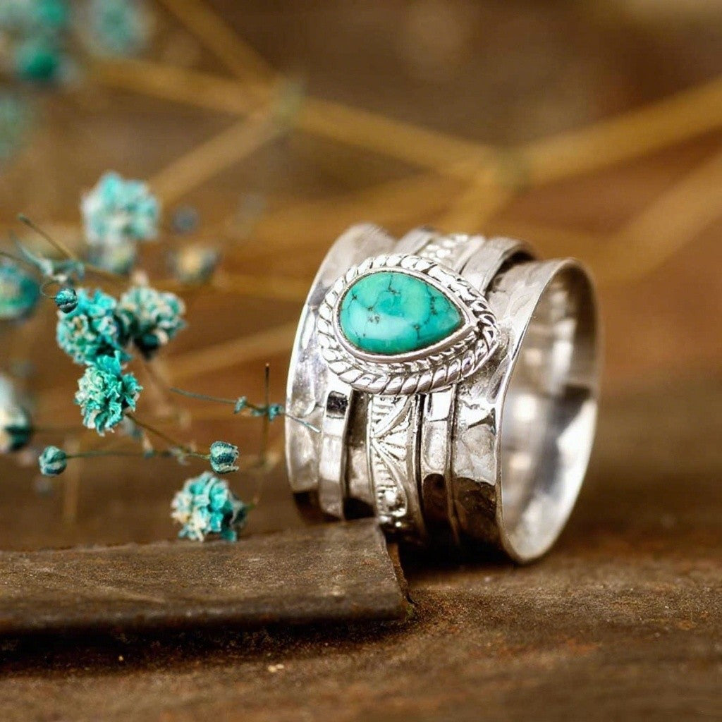 Boho Pear Gemstone Ring Stack
