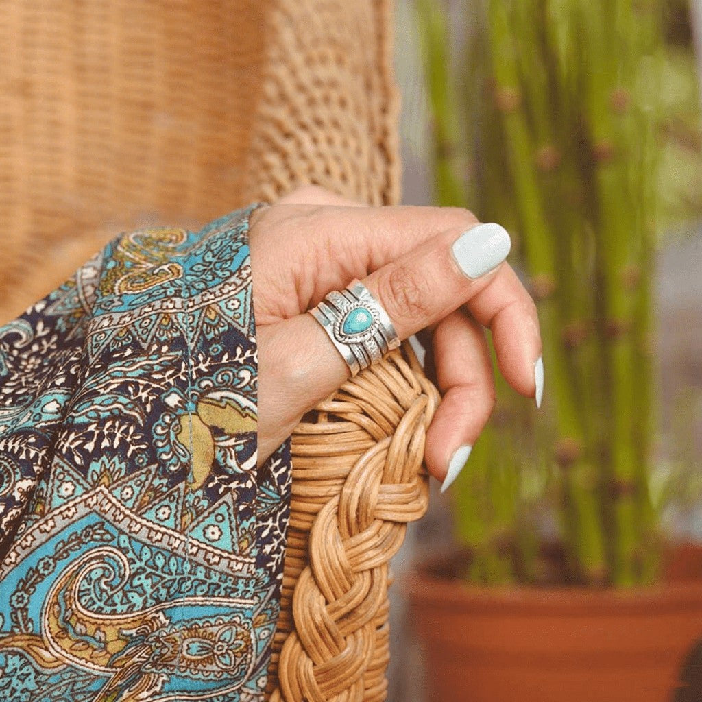 Boho Pear Gemstone Ring Stack