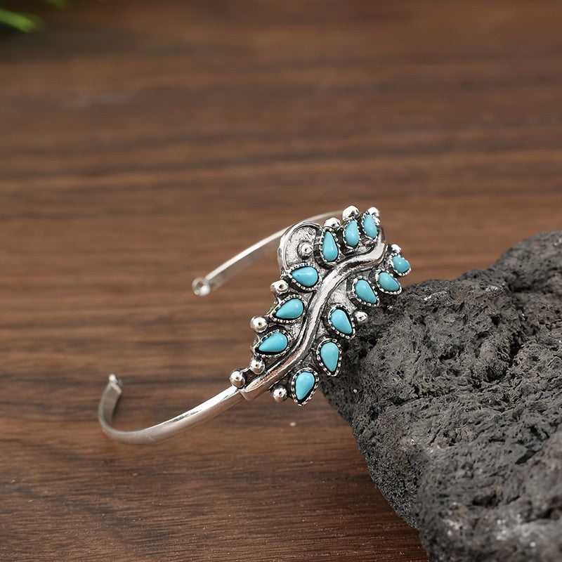 Vintage Turquoise Leaf Cuff Bracelet