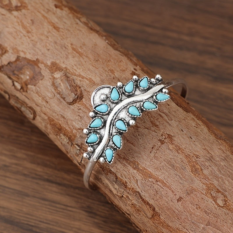 Vintage Turquoise Leaf Cuff Bracelet