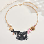 Whimsical Cat Bow Statement Necklace