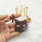 Whimsical Cat Bow Statement Necklace