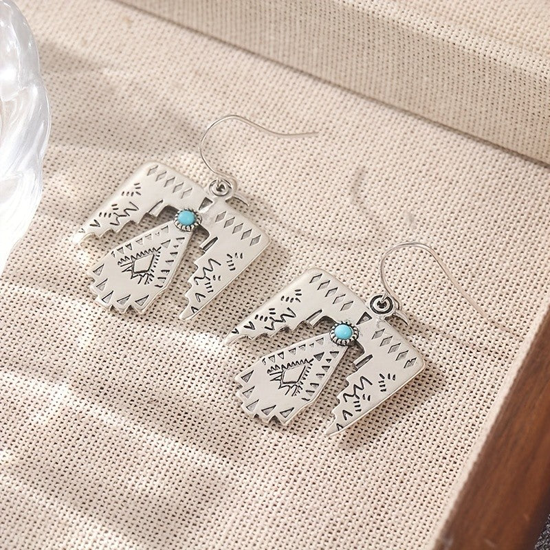 Boho Thunderbird Turquoise Drop Earrings