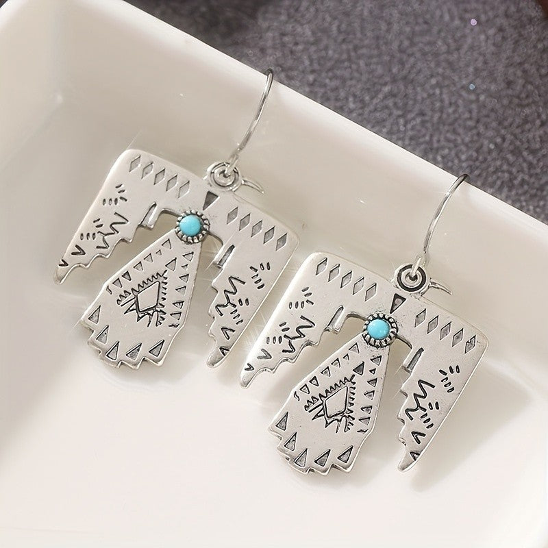 Boho Thunderbird Turquoise Drop Earrings