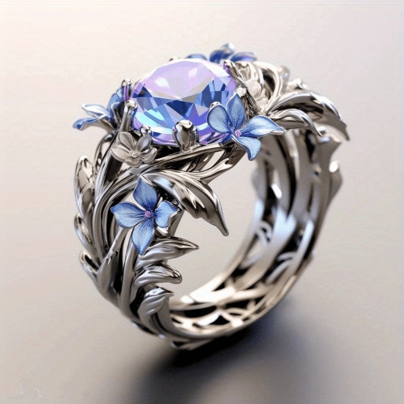 Whimsical Floral Gemstone Ring