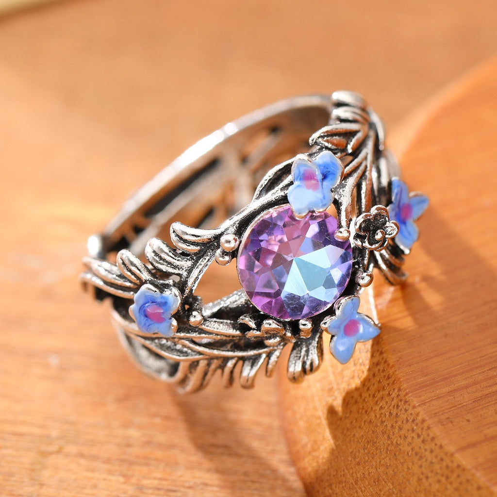 Whimsical Floral Gemstone Ring