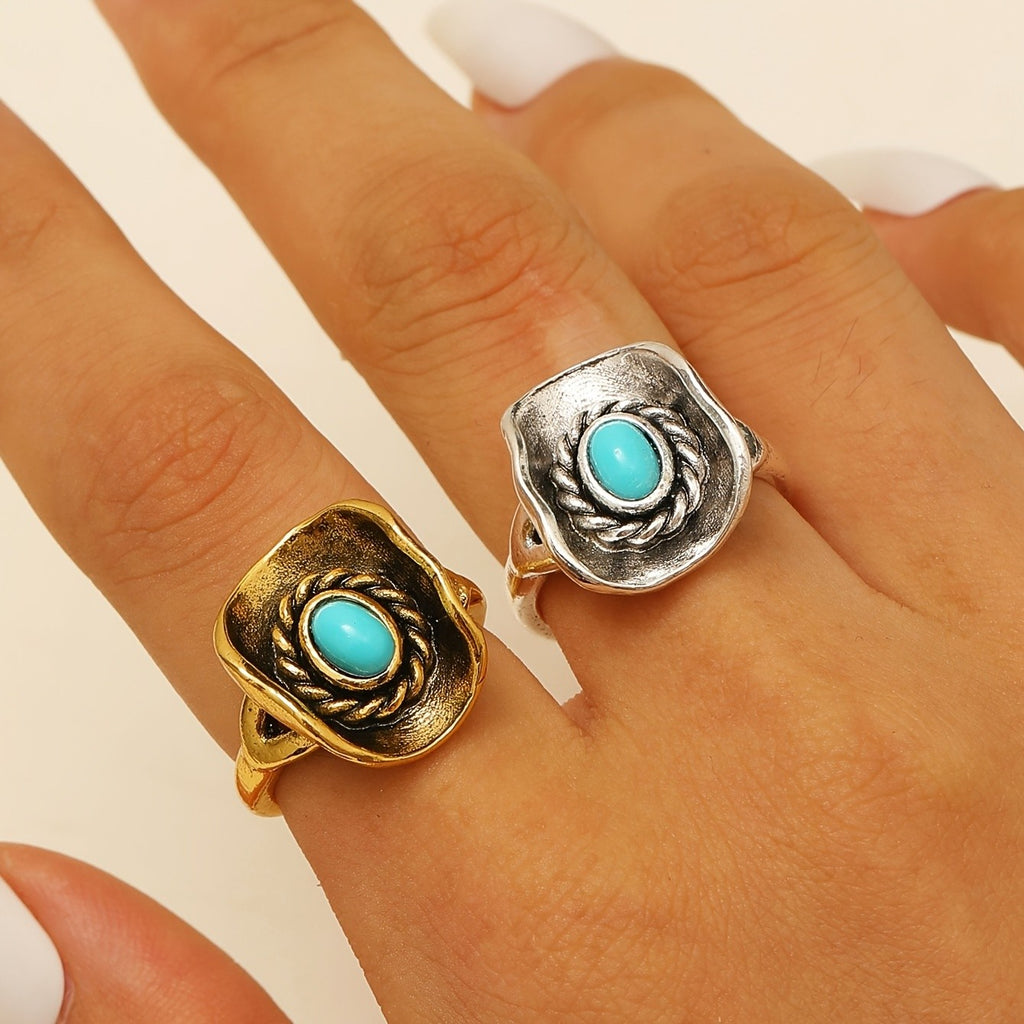 Western Turquoise Cowboy Hat Ring