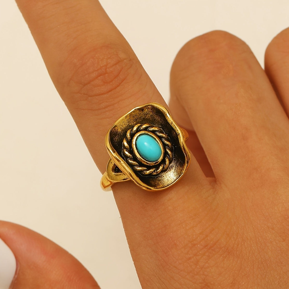 Western Turquoise Cowboy Hat Ring