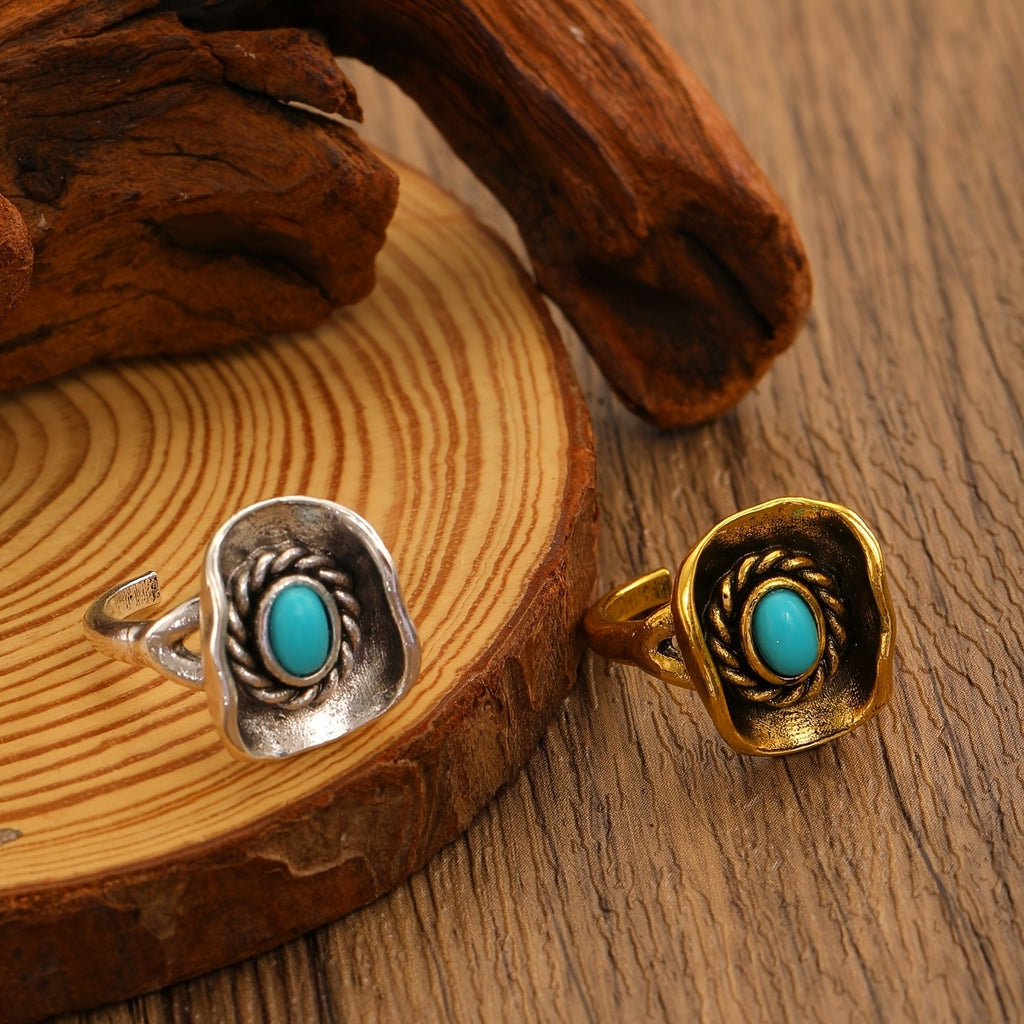 Western Turquoise Cowboy Hat Ring