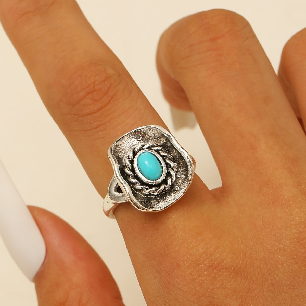 Western Turquoise Cowboy Hat Ring