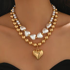 Elegant Layered Heart Bead Necklace