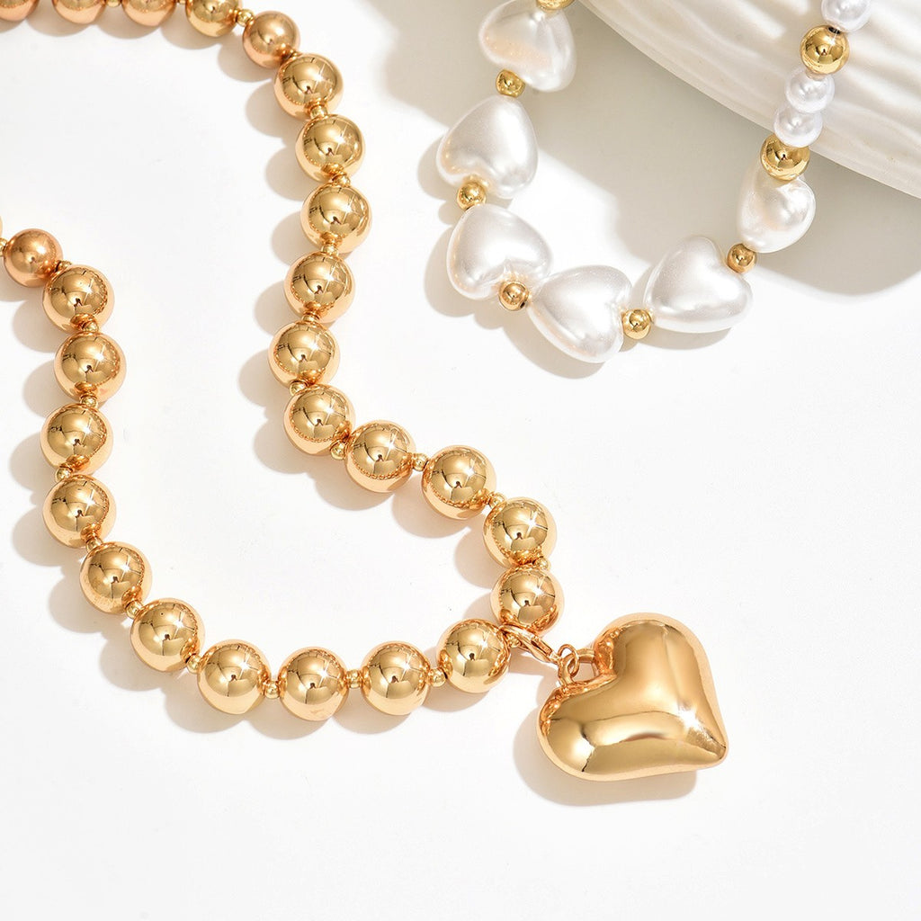 Elegant Layered Heart Bead Necklace