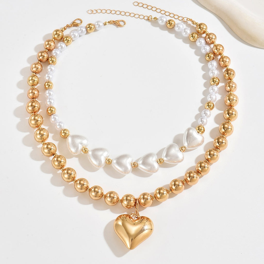 Elegant Layered Heart Bead Necklace