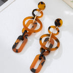 Tortoise Geometric Link Drop Earrings