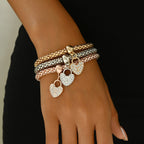 3pc Pave Heart Stretch Bracelet Set