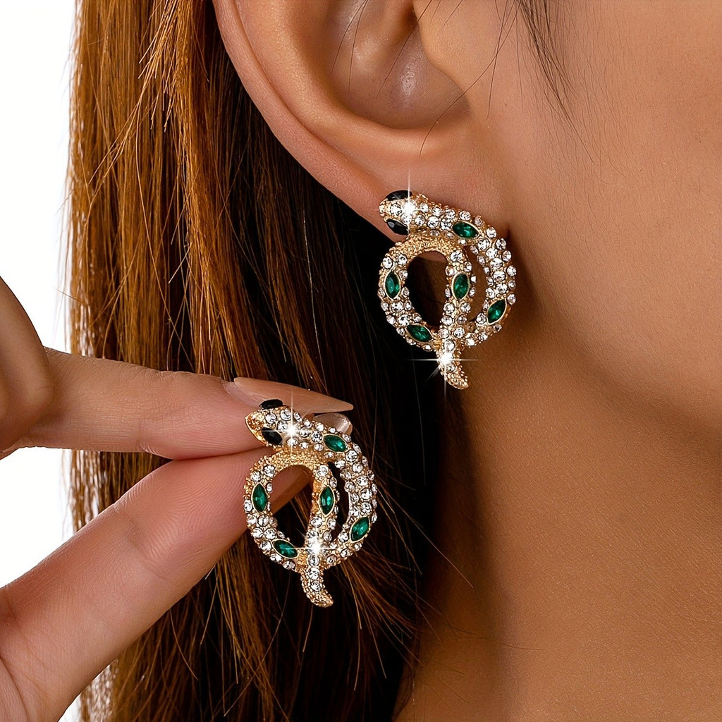 Chunky Emerald Snake Stud Earrings