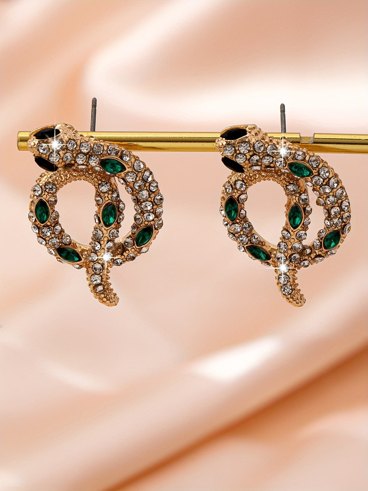 Chunky Emerald Snake Stud Earrings