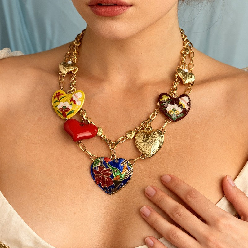 Eclectic Enamel Heart Necklace