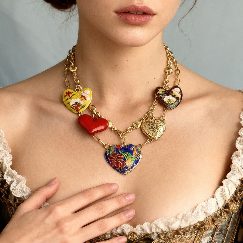 Eclectic Enamel Heart Necklace