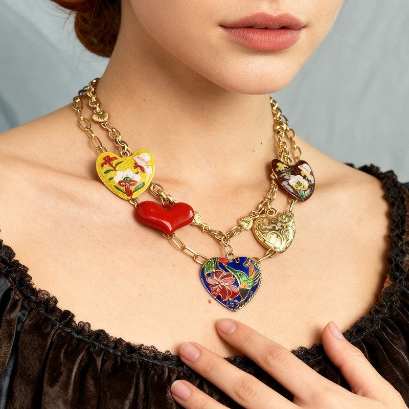 Eclectic Enamel Heart Necklace