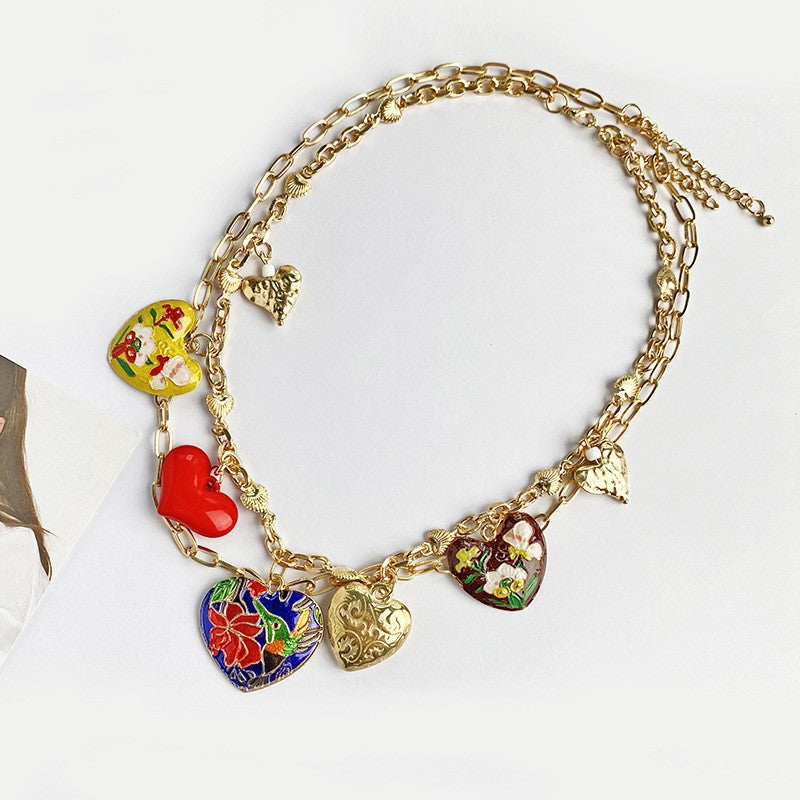 Eclectic Enamel Heart Necklace