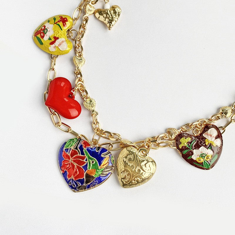 Eclectic Enamel Heart Necklace