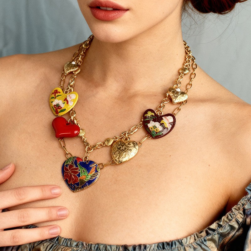 Eclectic Enamel Heart Necklace