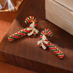 Festive Candy Cane Bow Stud Earrings
