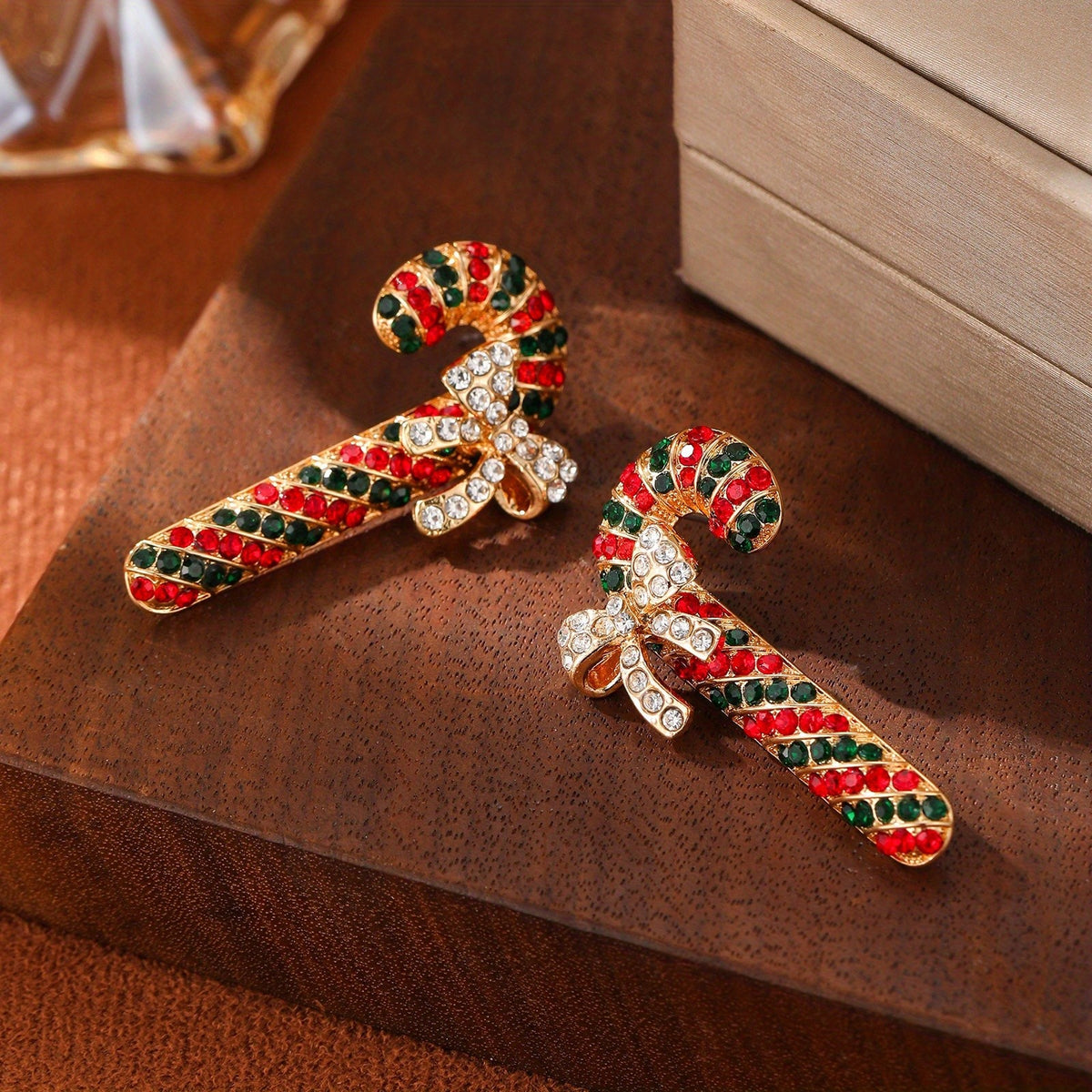 Festive Candy Cane Bow Stud Earrings