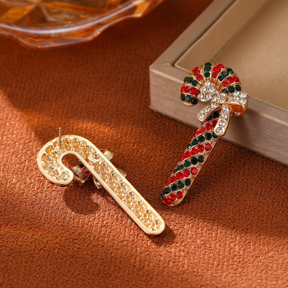 Festive Candy Cane Bow Stud Earrings