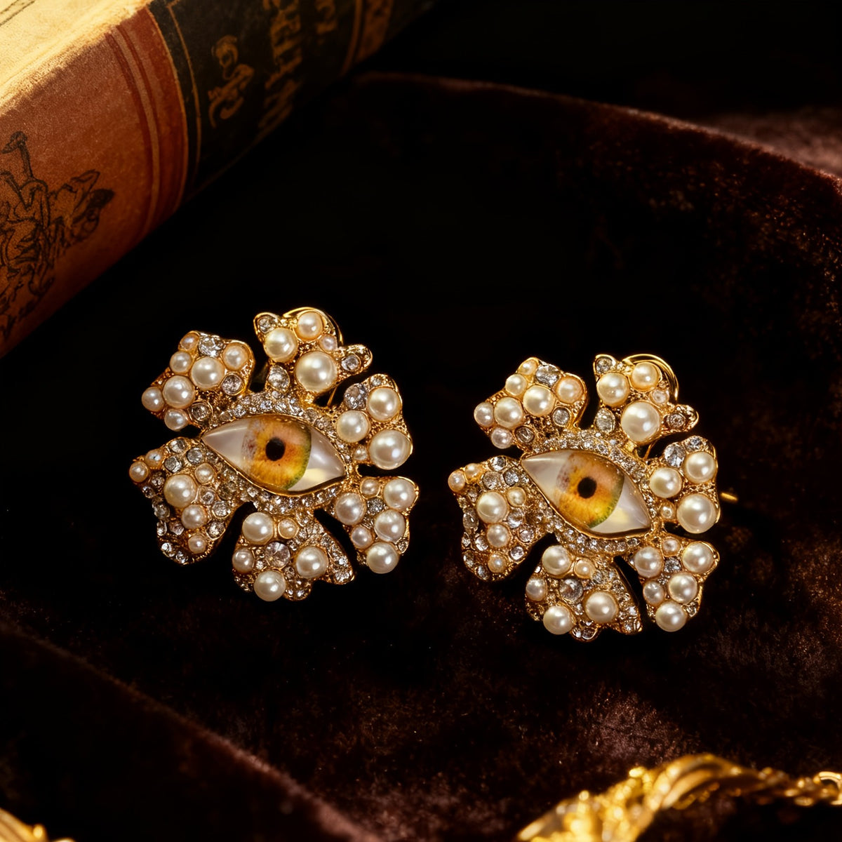 Chunky Pearl Evil Eye Earrings