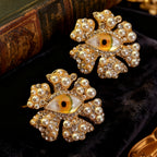 Chunky Pearl Evil Eye Earrings