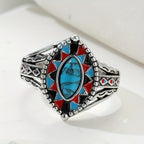 Bold Geometric Turquoise Statement Ring