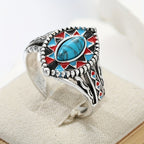Bold Geometric Turquoise Statement Ring