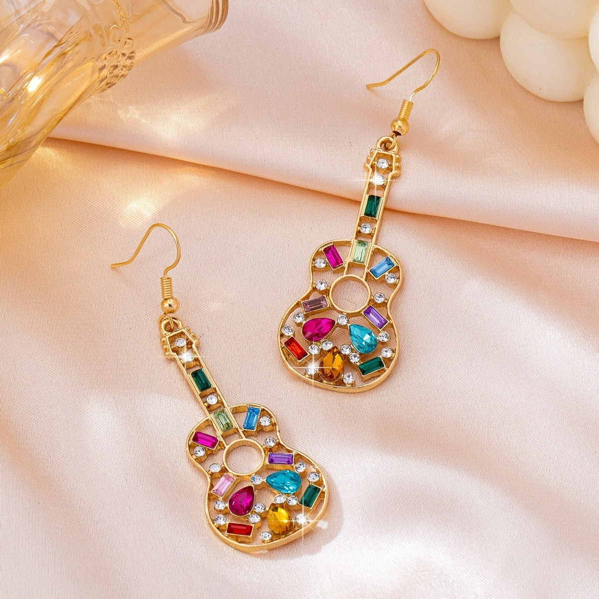 Colorful Guitar Drop Earrings