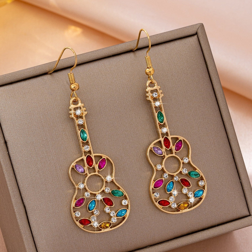 Colorful Guitar Drop Earrings