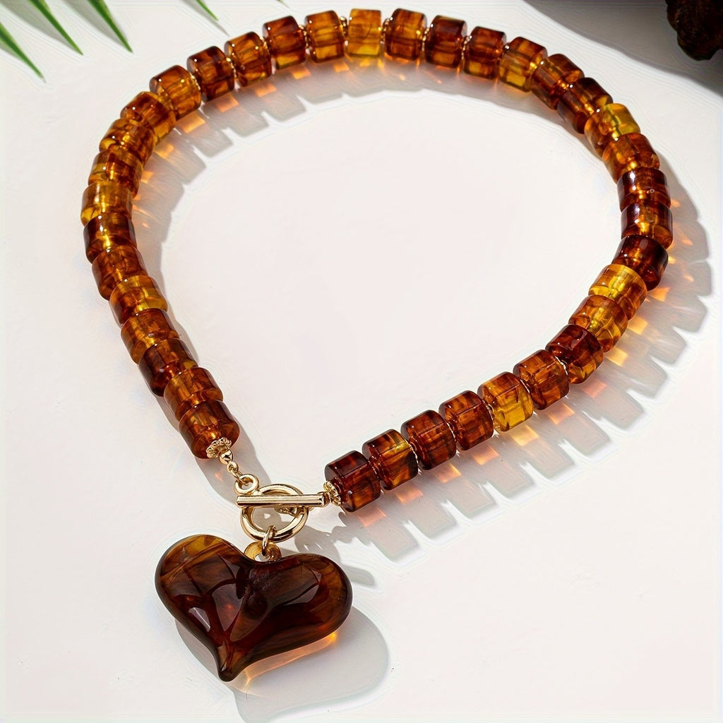 Chunky Amber Heart Bracelet
