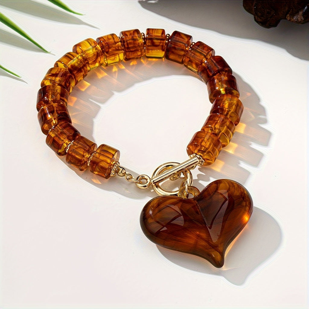 Chunky Amber Heart Bracelet