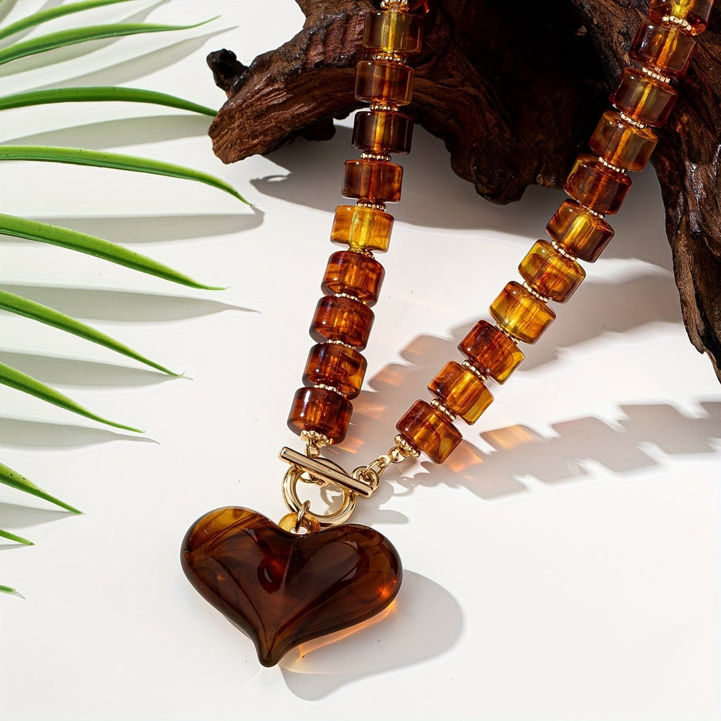 Chunky Amber Heart Bracelet