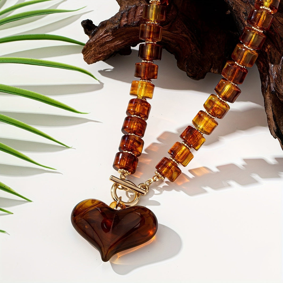 Chunky Amber Heart Bracelet
