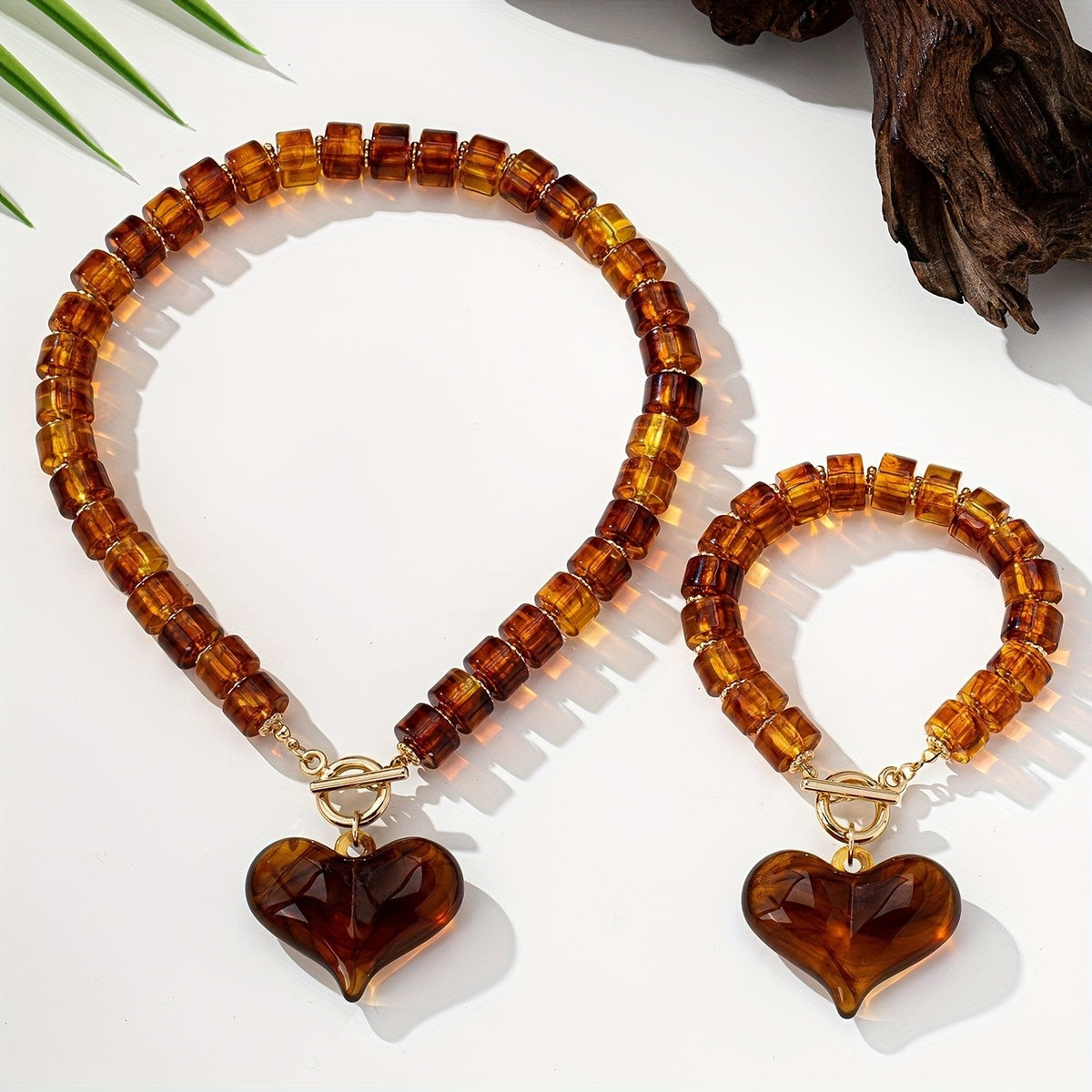 Chunky Amber Heart Bracelet
