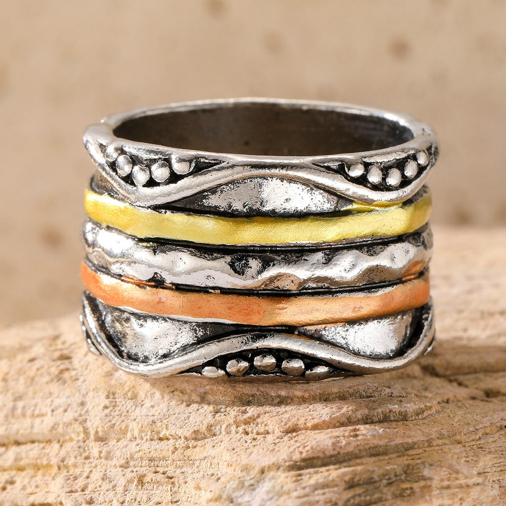 Boho Hammered Texture Ring Stack